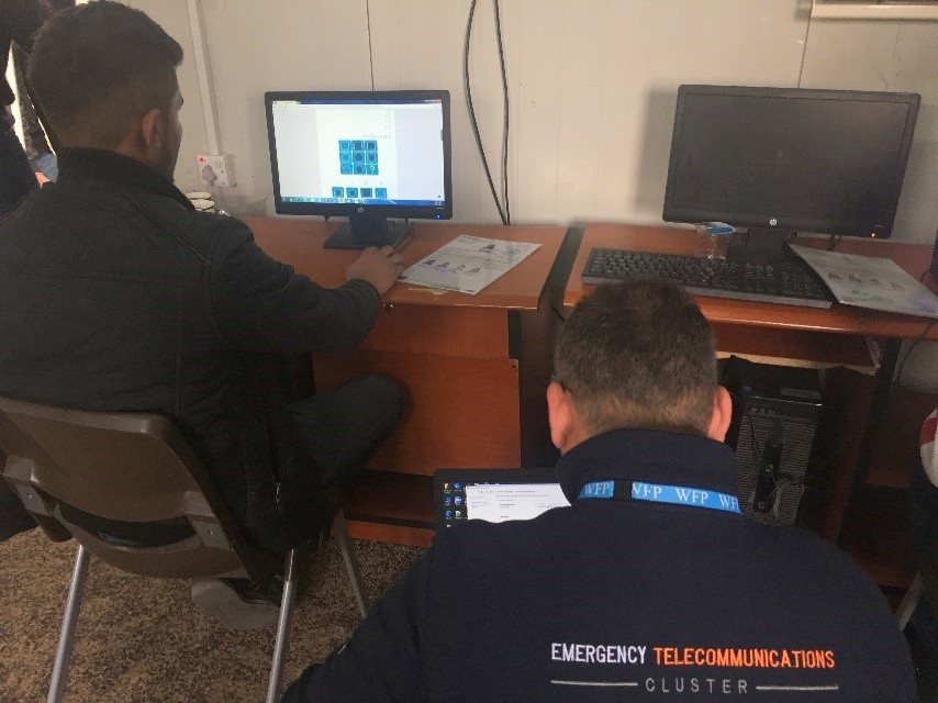 Muslih Abdullah carrying out maintenance works on the ETC Internet services at the Community Centre in Arbat. Muslih Abdullah carrying out maintenance works on the ETC Internet services at the Community Centre in Arbat.